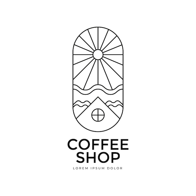 minimal line coffee shop logo template vector