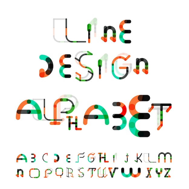 Минимальный шрифт алфавита линии дизайна