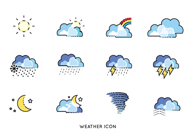 ベクトル 最小線予測天気アイコンベクトル