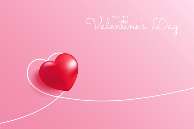 バレンタインデーのコンセプトの背景に最小限のラインハート。ハートの形をした愛のベクトル記号。