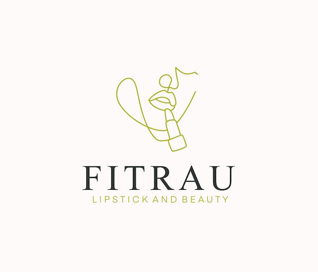 Minimal lipstick logo with line art style