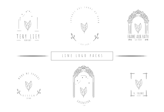 Вектор Минимальный пакет логотипов с цветочными и ботаническими элементами для удобства использования
