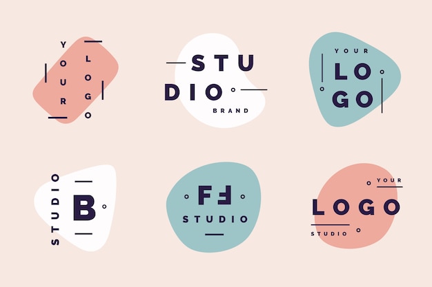 Vector minimal logo set with pastel colors