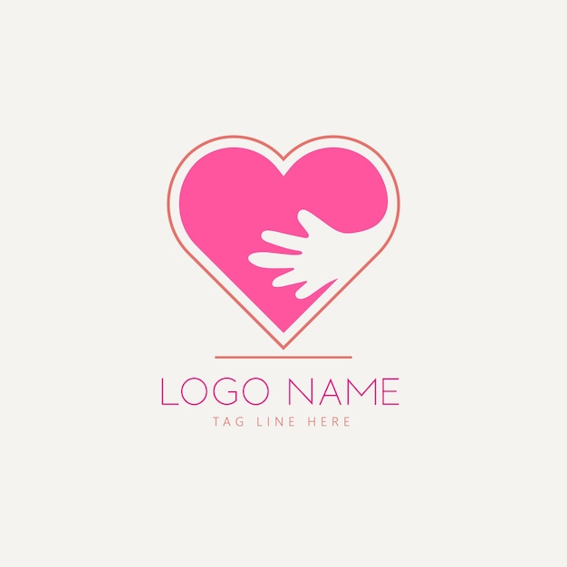 Vettore design semplice del logo della cura dell'amore minimo