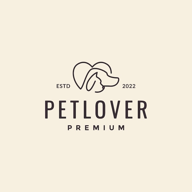 Minimal love dog cat pets logo design