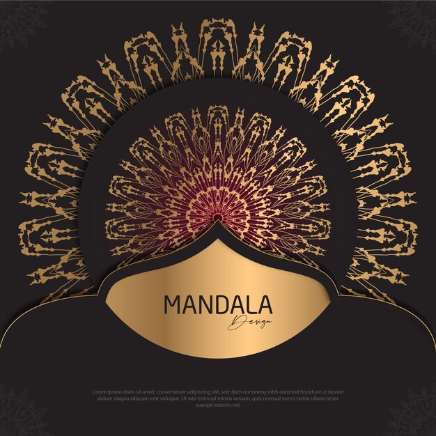 Minimal mandala design round luxury design golden brush text