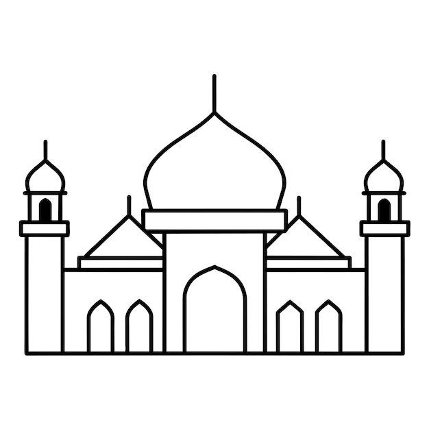 Vector minimal masjid vector art illustration black color silhouette silhouette white background 28