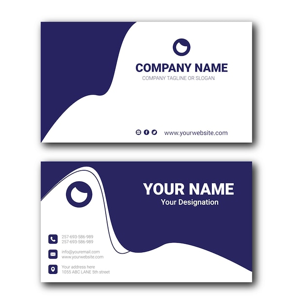 Minimal Modern business card blue and white elegant professional