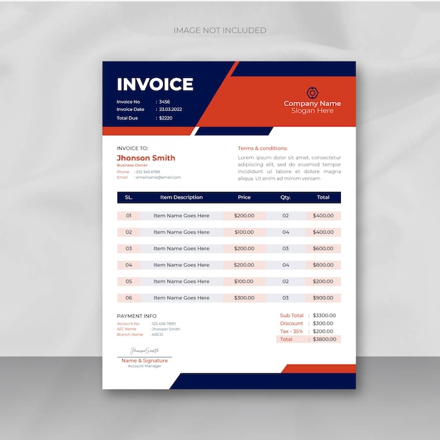 Minimal modern business Invoice design template