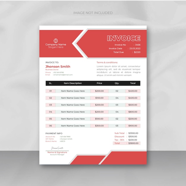 Minimal modern business Invoice design template