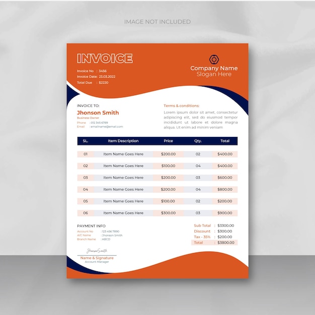 Minimal modern business invoice design template