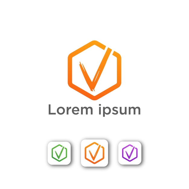 Vector minimal modern colorful letter v logo design