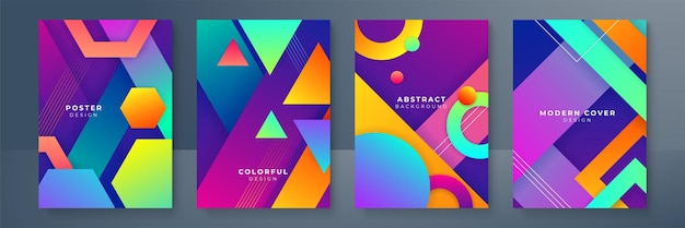 Design moderno e minimale dello sfondo della copertina sfumature colorate dinamiche motivi geometrici futuri modello di poster disegno vettoriale