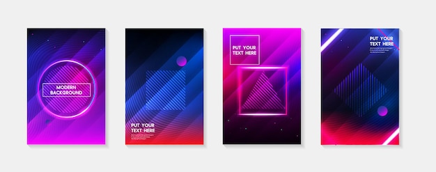 Design minimale e moderno della copertina sfumature colorate dinamiche motivi geometrici futuri
