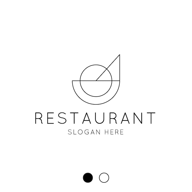 形のレストランのための最小限のモダンなラインアートのロゴデザイン