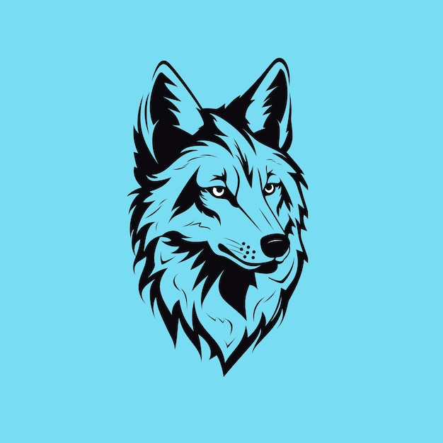 Minimal modern wolf logo in black