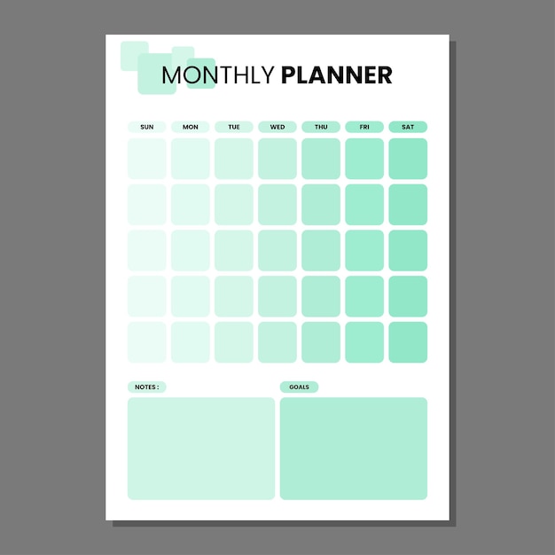 Minimal monthly planner template