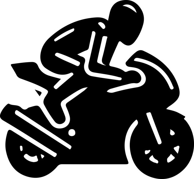 Vector minimal moto gp rider pose vector icon in flat style black color silhouette white background 23