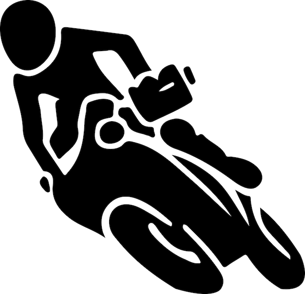 Minimal moto gp rider pose vector icon in flat style black color silhouette white background 33