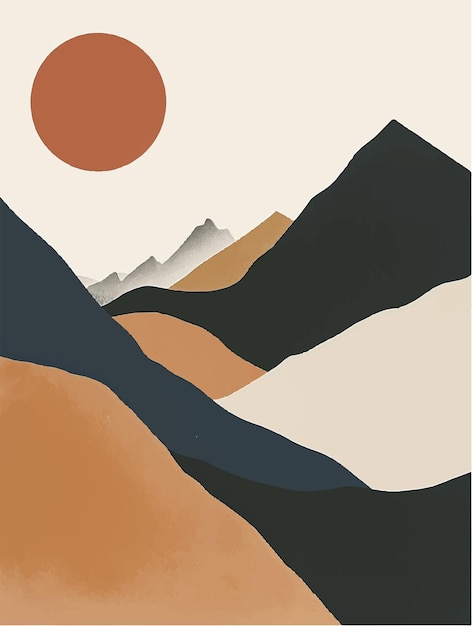 Vector minimal mountain landscape background