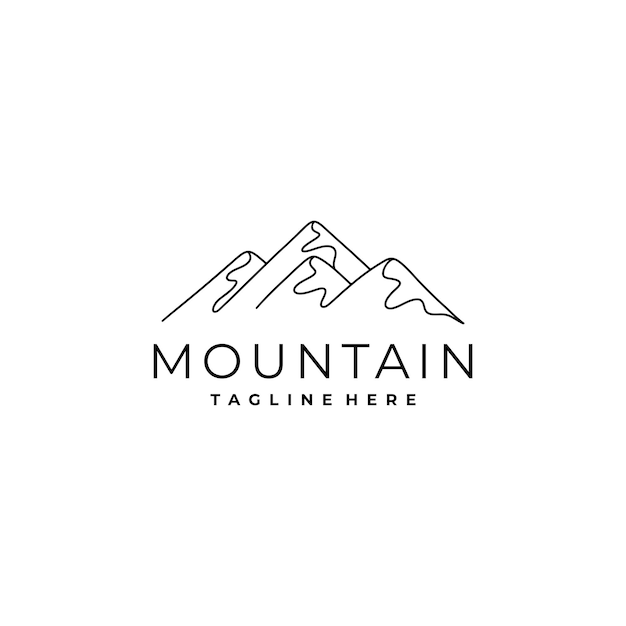 Minimal mountain line art logo vector