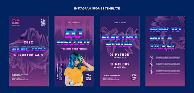 Vettore storie di instagram festival di musica minimal