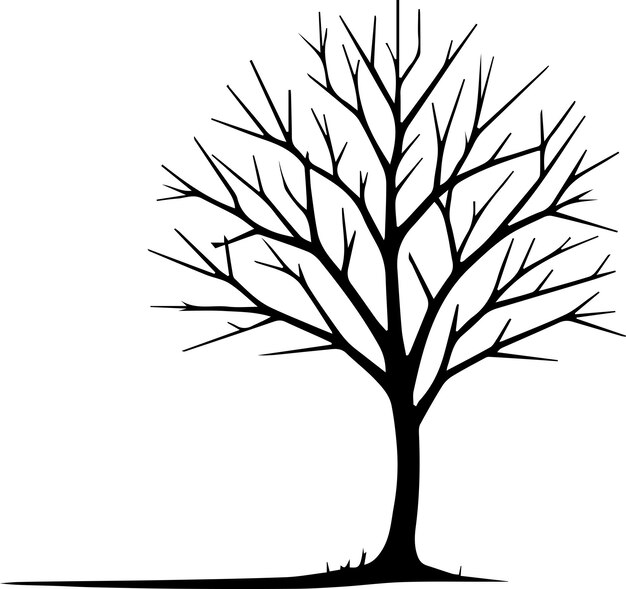 Vector minimal naked tree silhouette vector silhouette black color silhouette white background 25