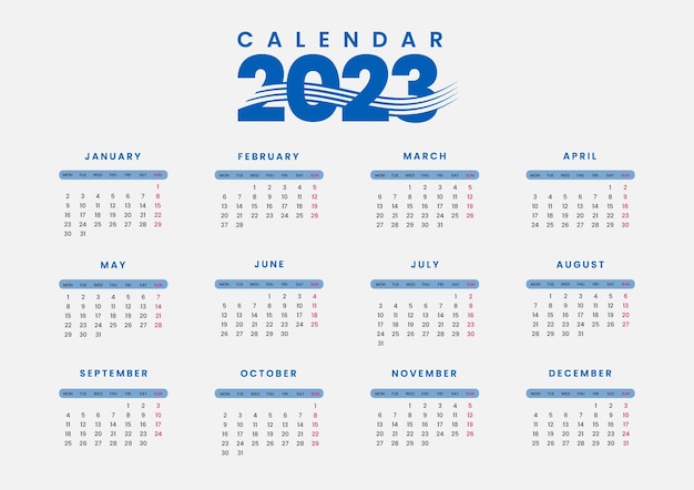 Minimal New Year 2023 calendar template design