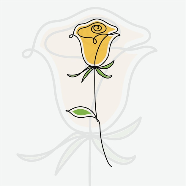 最小限の 1 ライン アートのバラの花のイラスト
