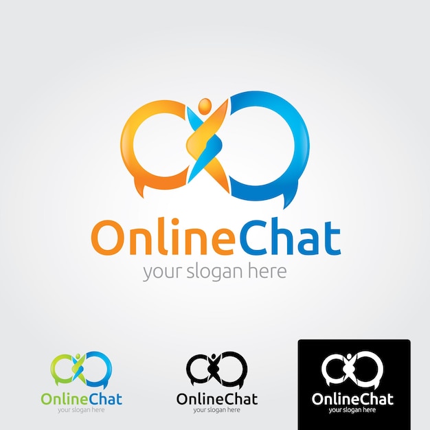 Minimal online chat logo template  vector