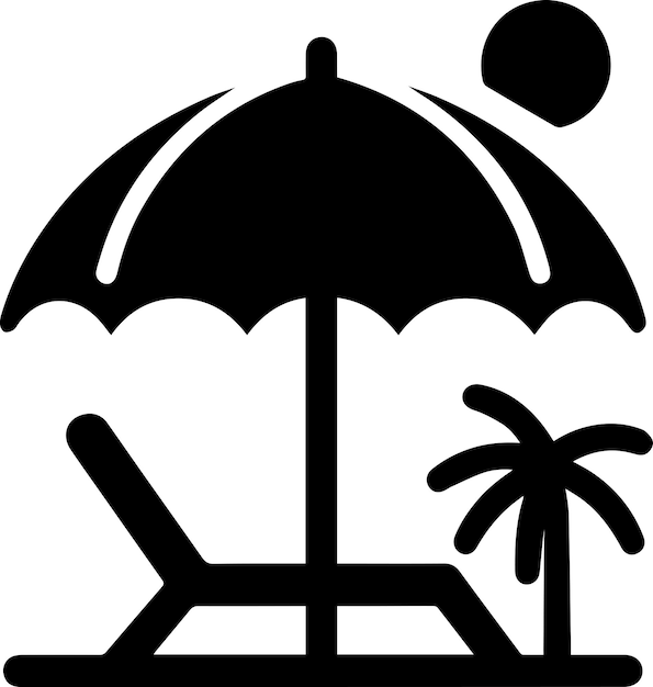 Minimal Outdoor parasol icon vector silhouette white background fill with black 4