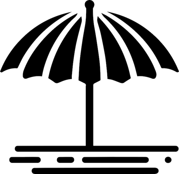 Minimal Outdoor parasol icon vector silhouette white background fill with black 7