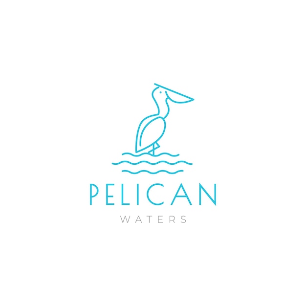 Vettore di progettazione del logo del pellicano minimo