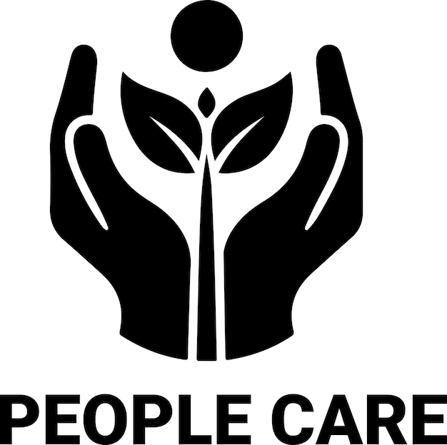 People Care Logo テンプレート ロゴ ベクトル 最小 黒色 シルエット 白い 背景 10