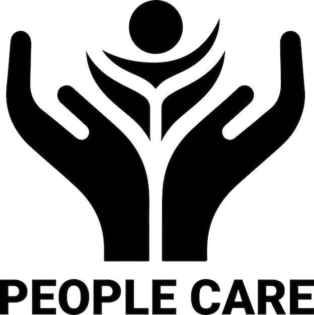 People Care のロゴ テンプレート ロゴ ベクトル 最小 黒色 シルエット 白い 背景 16