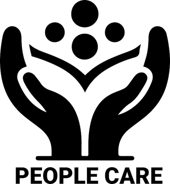 People Care Logo テンプレート ロゴ ベクトル 最小 黒色 シルエット 白い 背景 30