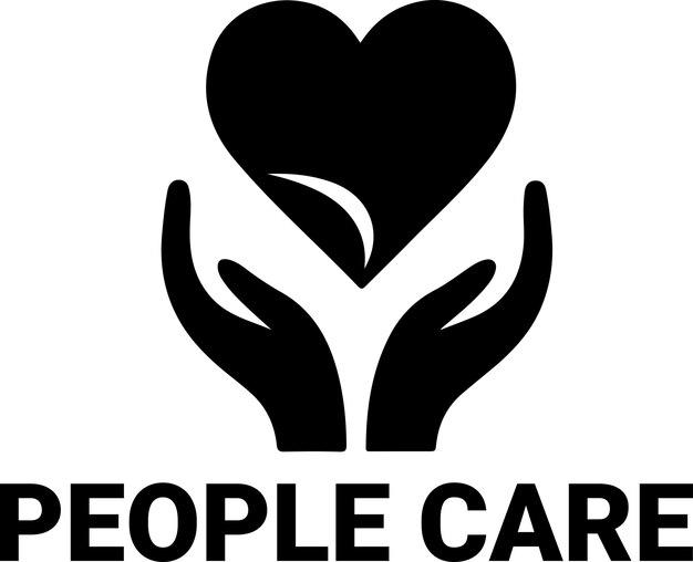 People Care Logo テンプレート ロゴ ベクトル 最小 黒色 シルエット 白い 背景 36