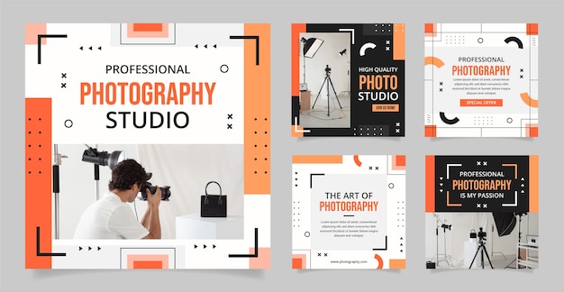 Vector minimal photography studio instagram posts