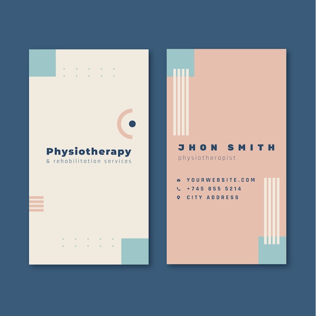 Vector minimal physiotherapist help vertical business card