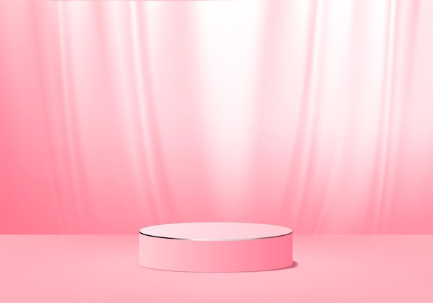 Podio rosa minimo e scena con rendering 3d in composizione astratta di sfondo, illustrazione 3d mock up forme della piattaforma della forma della geometria della scena per la visualizzazione del prodotto. palcoscenico per il prodotto in moderno.