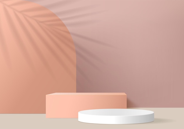 Minimal pink podium and scene with 3d render   in abstract background composition