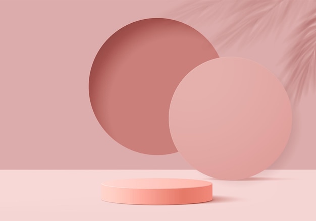 Minimal pink podium and scene with 3d render vector in abstract abackground composition, 3d illustration mock up scene geometry shape platform forms for product display. stage for product in modern.