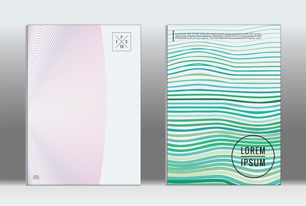 Vector minimal placard. vector geometric cover. hipster trendy report template. set of futuristic line gradient graphic design flyers. fashion minimal layouts. striped placards. retro banner design set.