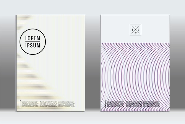 Minimal plakkaat. Vector geometrische omslag. Hipster trendy rapport sjabloon. Set van futuristische lijn gradiënt grafisch ontwerp flyers. Mode minimale lay-outs. gestreepte plakkaat. Retro banner design set.