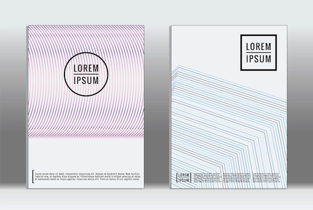 Minimal plakkaat. Vector geometrische omslag. Hipster trendy rapport sjabloon. Set van futuristische lijn gradiënt grafisch ontwerp flyers. Mode minimale lay-outs. gestreepte plakkaat. Retro banner design set.