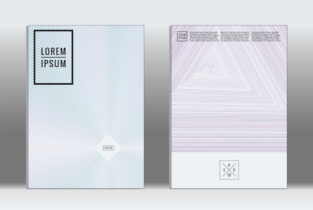 Minimal plakkaat. Vector geometrische omslag. Hipster trendy rapport sjabloon. Set van futuristische lijn gradiënt grafisch ontwerp flyers. Mode minimale lay-outs. gestreepte plakkaat. Retro banner design set.