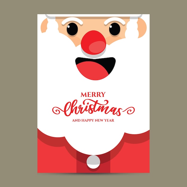 Vector minimal portrait of santa claus with merry christmas and happy new year wishes