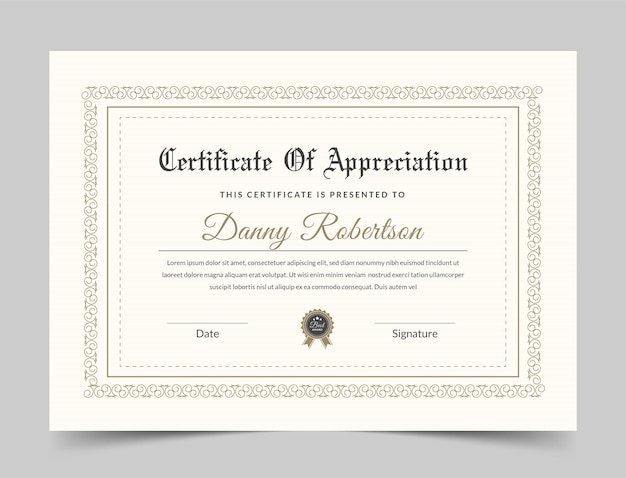 Vector minimal premium certificate of achievement template clean modern certificate template