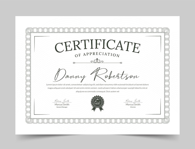 Minimal Premium certificate of achievement template Clean Modern certificate template