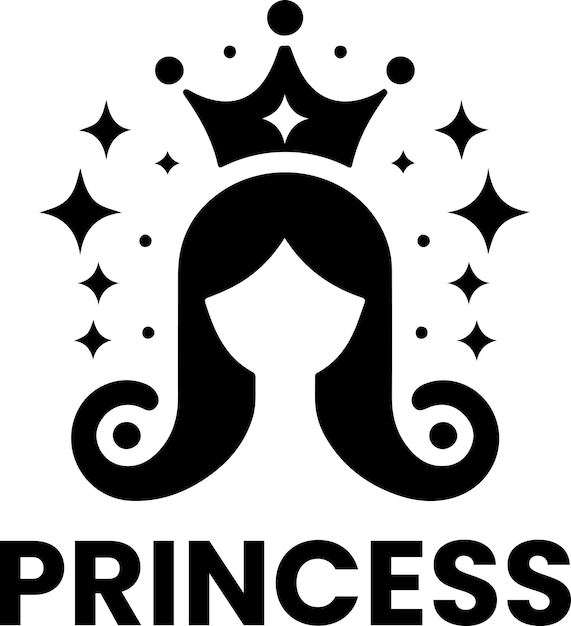 minimal princes brand logo concept clipart symbol black color silhouette 15